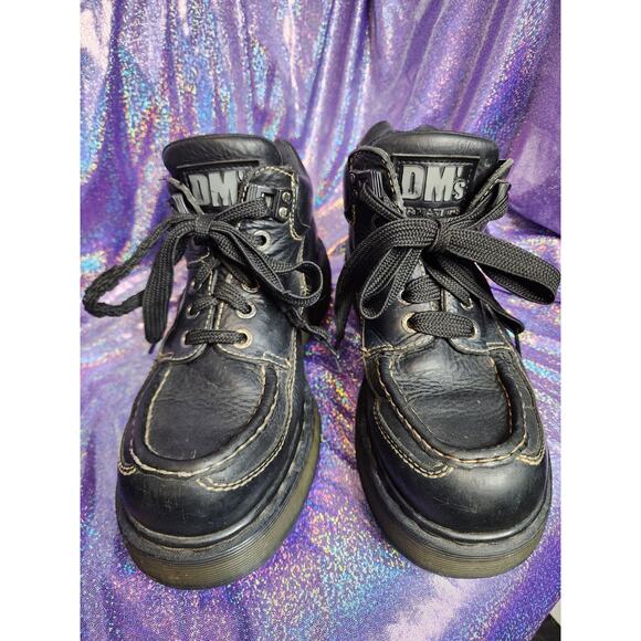 Rare Vtg Made in England Black Lace Up Classic Chunky Doc Dr Martens Sz 8 Mens - Picture 2 of 8